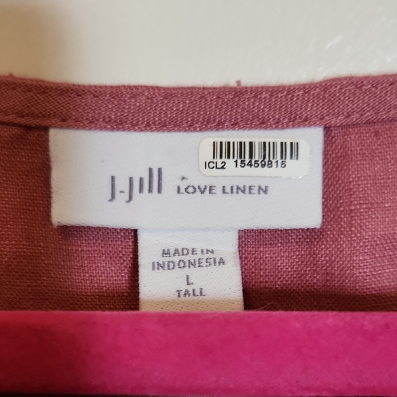 J. Jill Maueve Pink Comfy Cute And Cool 100% Linen Dress Size Large Tall - Picture 2 of 12